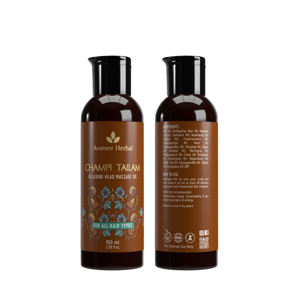 Avimee Herbal Champi Tailam, Relaxing Head Massage Oil, For All Hair Types