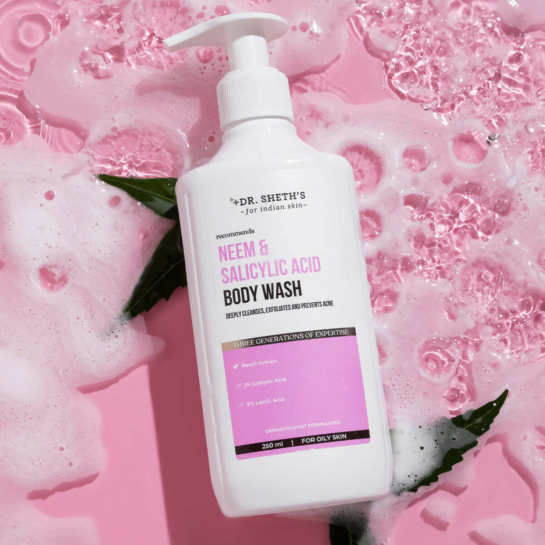 Dr. Sheth's Neem & Salicylic Acid Body Wash For Body Acne, Anti-bacterial AHA BHA Body Wash