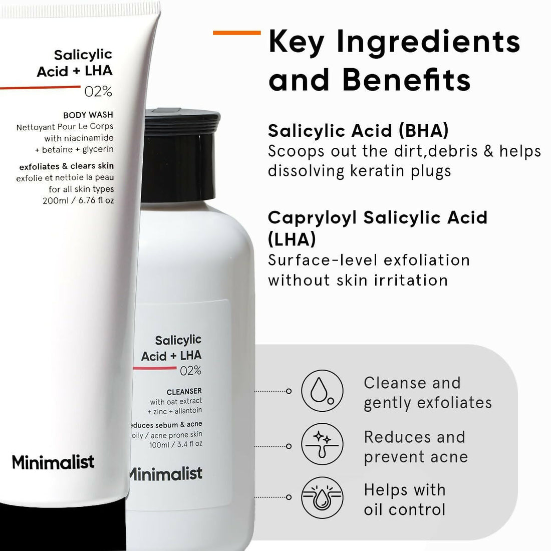 Minimalist Salicylic Acid Face Wash and Body Wash Combo