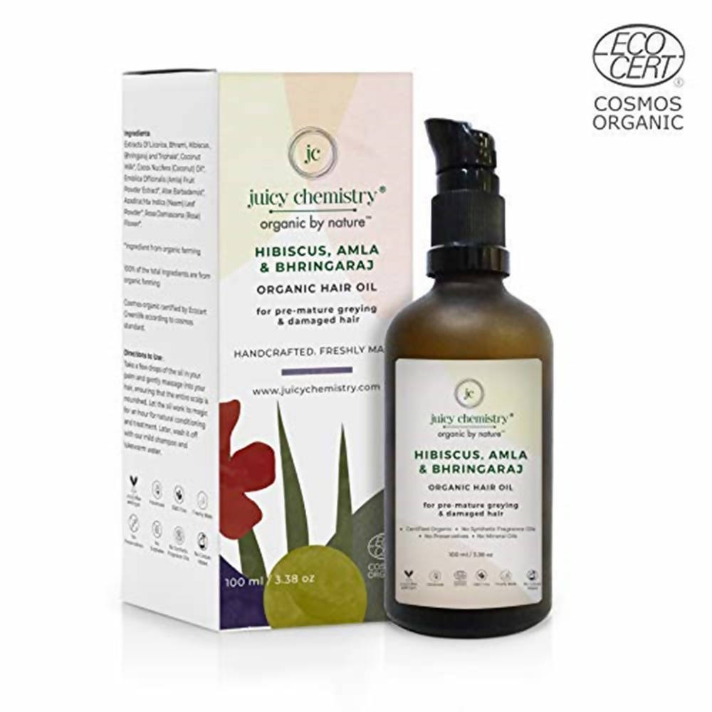 Juicy Chemistry Hibiscus, Amla & Bhringaraj Organic Hair Oil
