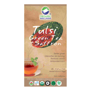 Organic Wellness Tulsi Green Tea + Saffron Tea Bags