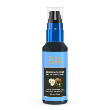 Blue Nectar Coconut Sunscreen SPF 50 Face Lotion, No White Cast, Plant Based Photostable Sunscreen with Vitamin C for Skin Brightening