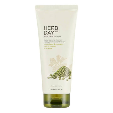 The Face Shop Herb Day 365 Master Blending Foaming Cleanser-Mungbean & Mugwort - Korean Skincare