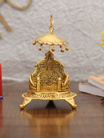 CraftVatika Gold-Plated Ladoo Gopal Singhasan/Pooja Chowki Showpiece