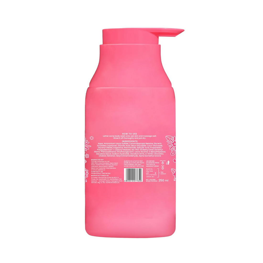 Foxtale Brightening Body Wash Glycolic Acid & Niacinamide For Glowing Skin