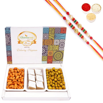 Ghasitaram Assorted Festive Box of Kaju Katli, Crunchy Cashews, Crunchy Peanuts