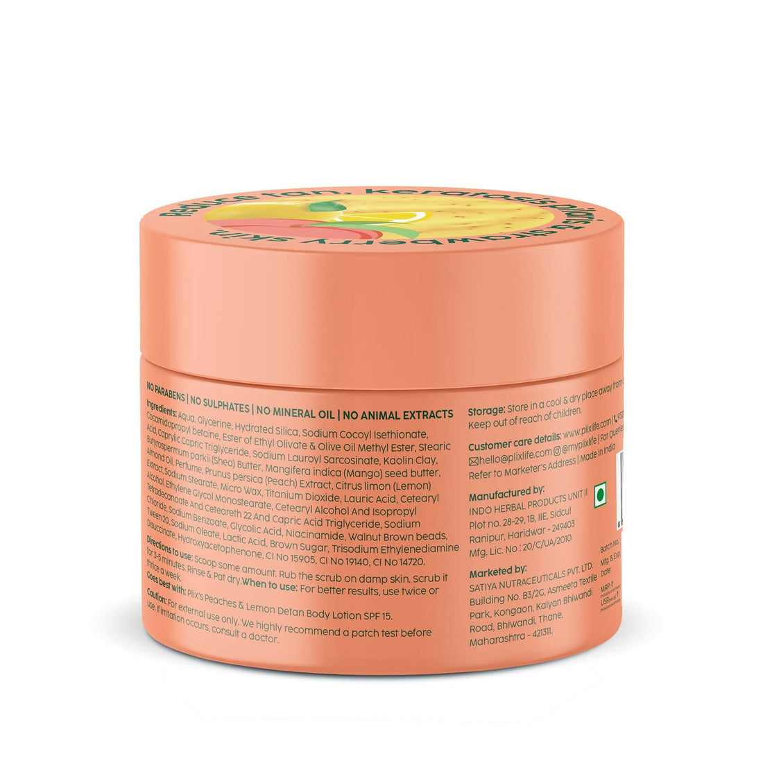 PLIX The Plant Fix Peaches & Lemon Detan Bump Eraser Scrub - Removes Tan & Restores Skin’s Moisture, Reduces Dark Spots