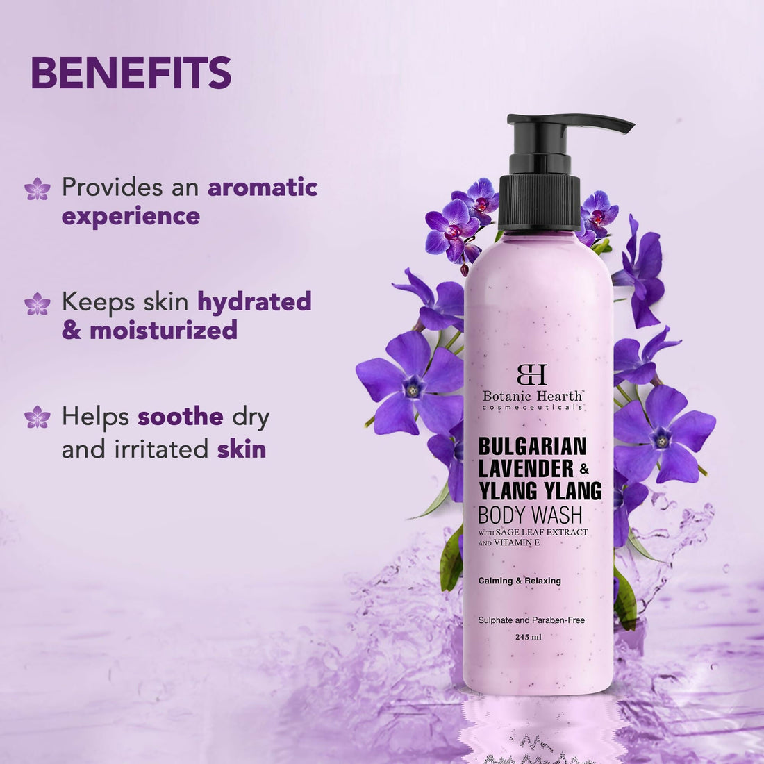 Botanic Hearth Bulgarian Lavender & Ylang Ylang Body Wash with Vitamin E, Sage Leaf Extracts