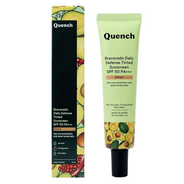 Quench Vitamin E Tinted SPF 50 Sunscreen PA+++ with both Mineral & Chemical Actives (Deep)