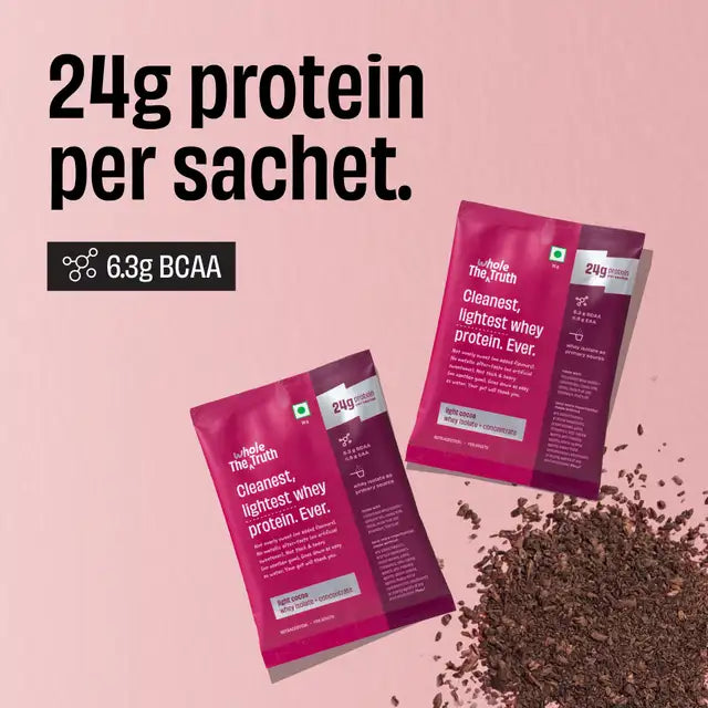 The Whole Truth Whey Protein Powder 24g - Light Cocoa Sachets