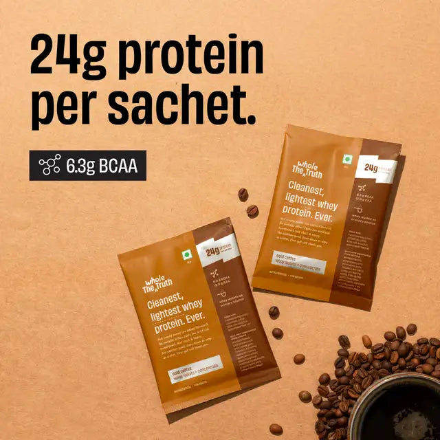 The Whole Truth Whey Protein Powder 24g - Cold Coffee Sachets