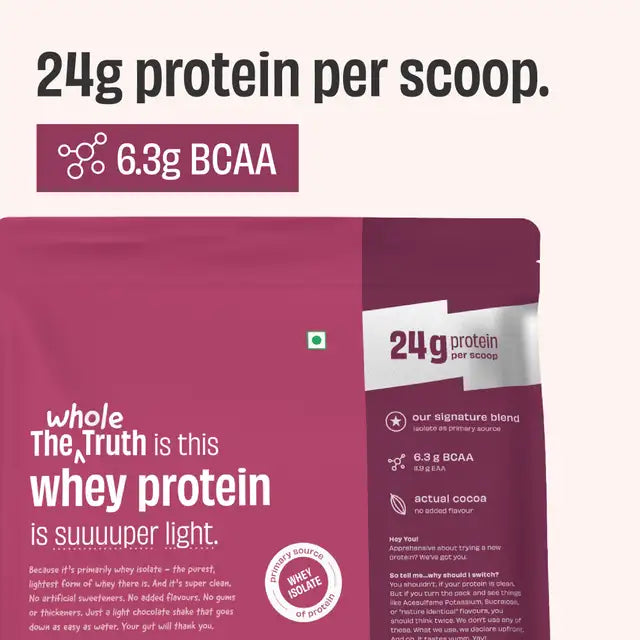 The Whole Truth Whey Protein Powder 24g - Light Cocoa Flavour