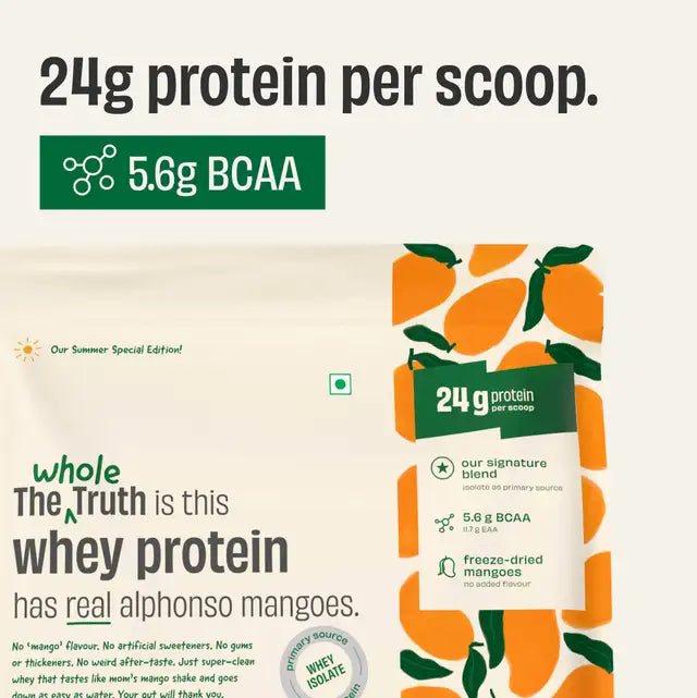 The Whole Truth Whey Protein Powder 24g - Mango Milkshake