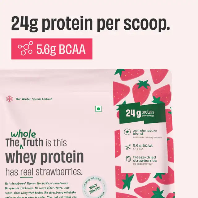 The Whole Truth Whey Protein Powder 24g - Strawberry Shake