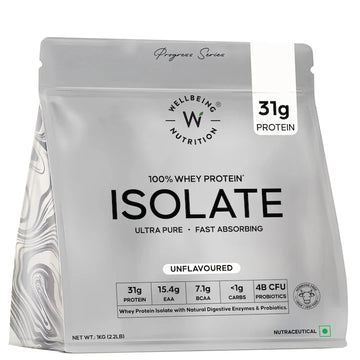 Wellbeing Nutrition Whey Protein Isolate 31g | 4B CFU Probiotics | Unflavoured
