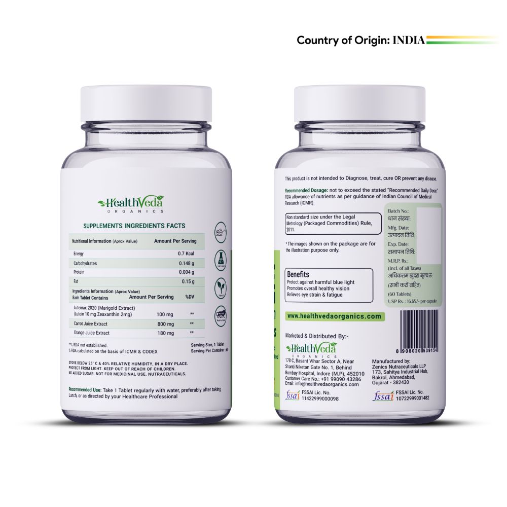 Health Veda Organics Plant Based Eye Care Supplements Tablets