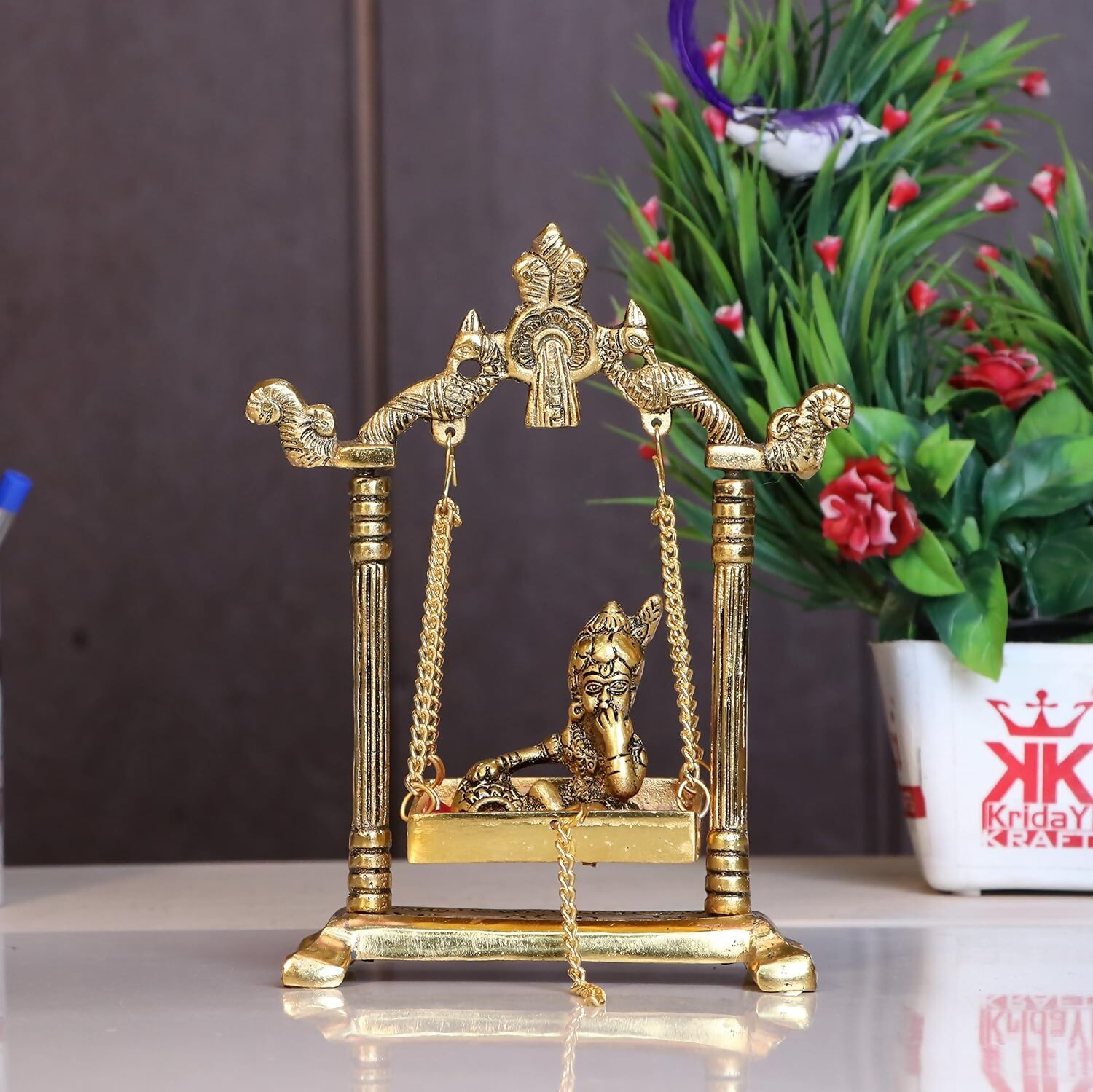 KridayKraft Laddu Gopal on Jhulla Palana Metal Statue