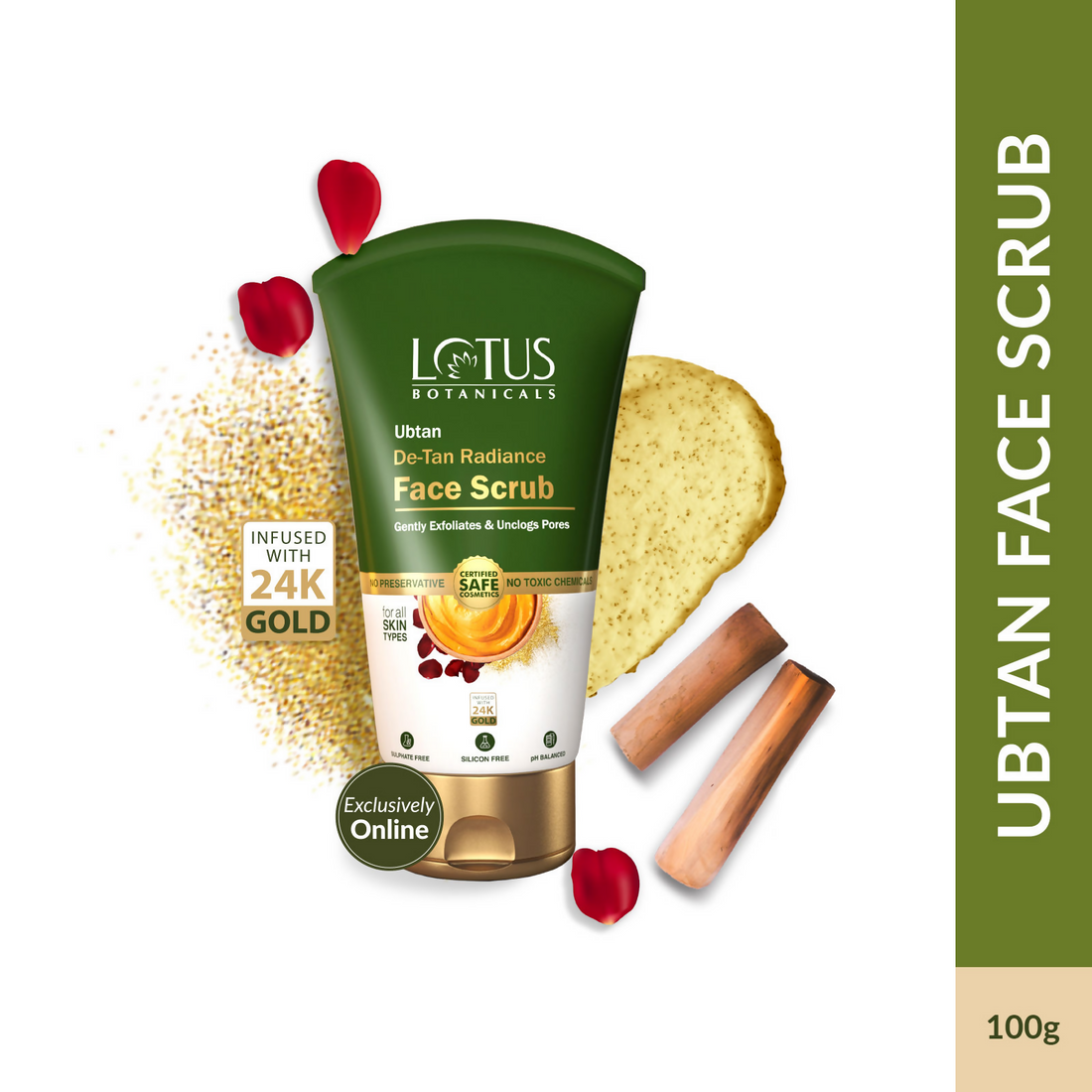 Lotus Botanicals Ubtan De-Tan Radiance Face ScrubInfused with 24K Gold For Gentle Exfoliation