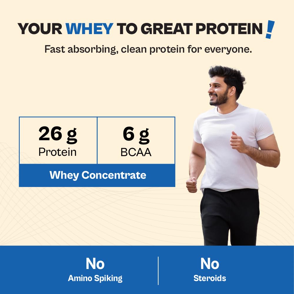 Tata 1mg Raw Whey Protein Concentrate - 26g Protein, 6g BCAA & 30B CFU Probiotics