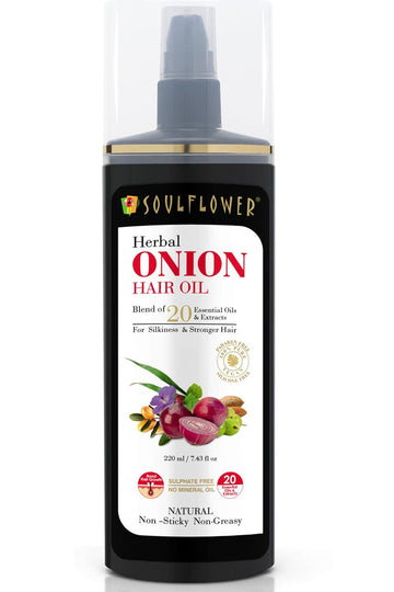 Soulflower Onion Hair Oil - Promotes Hair Growth, Reduces Hair Fall, Provides Healthy Hair and Scalp - 100% Pure Natural