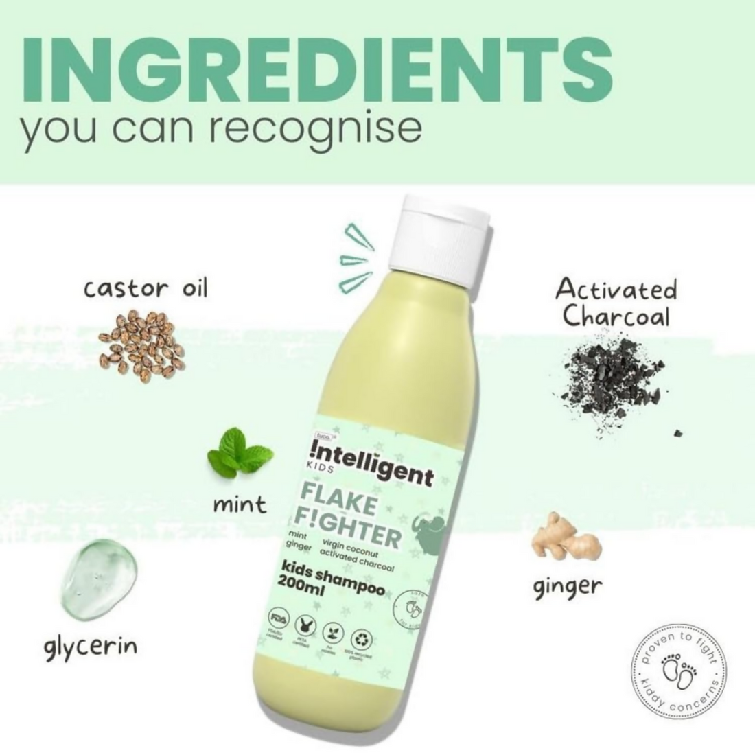 TuCo Intelligent Kids Anti-Dandruff Shampoo With Wintergreen, Mint & Activated Charcoal, For Itchy Scalp & Rough Hair
