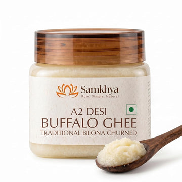 Samkhya A2 Buffalo Ghee, Bilona Ghee from Cultured Cream, Free Range Grass Fed Buffalo