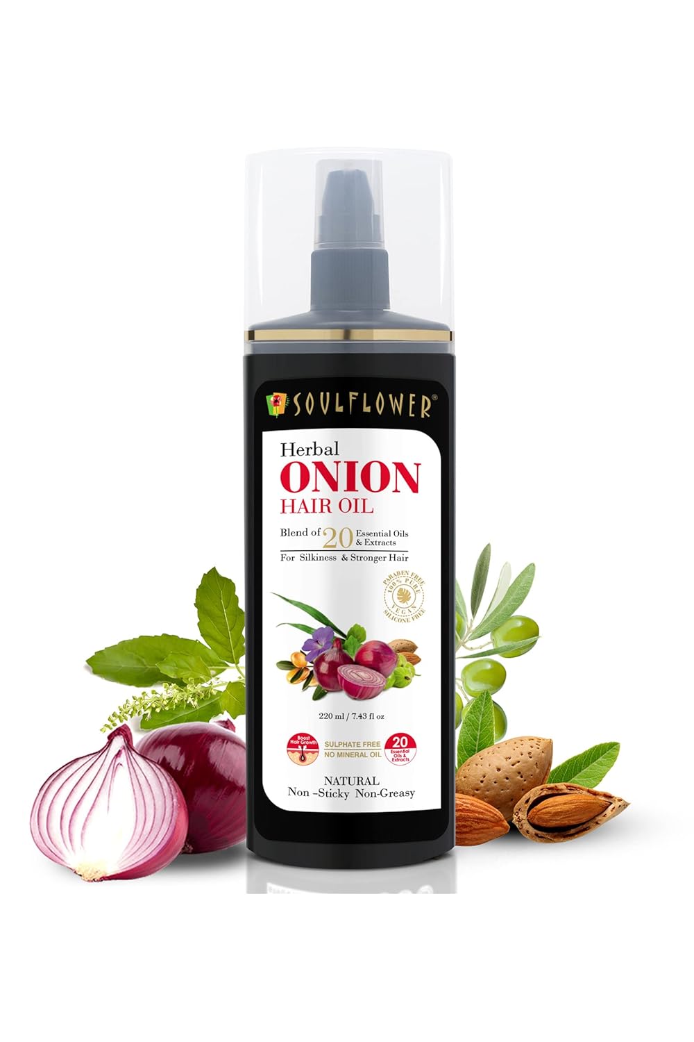 Soulflower Onion Hair Oil - Promotes Hair Growth, Reduces Hair Fall, Provides Healthy Hair and Scalp - 100% Pure Natural