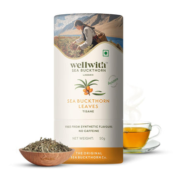 WellWith Himalayan Sea Buckthorn Raw Leaves Tea - Himalayan Herbal Leaf Tea | Good for Skin, Immunity & Detox
