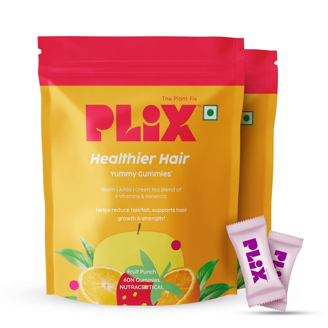 PLIX The Plant Fix Healthier Hair Gummies for Anti Hairfall