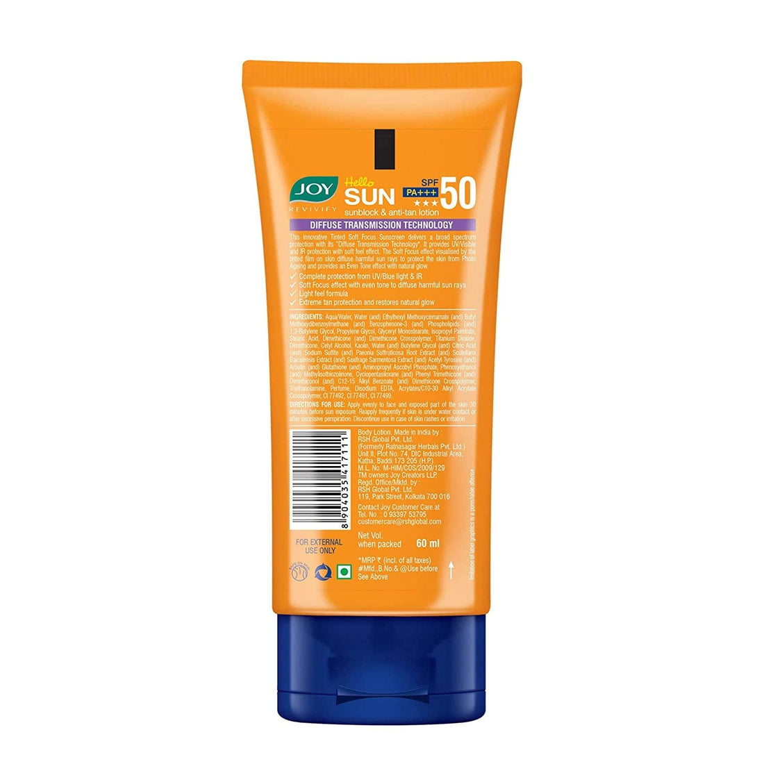 Joy Revivify Hello Sun Sunblock & Anti-tan Lotion (SPF 50 PA+++)