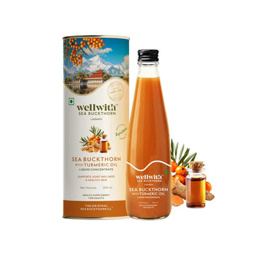 WellWith Himalayan Sea Buckthorn with Turmeric Oil - For Joint Health, Immunity & Skin | Omega 3 6 7 9 & Antioxidants