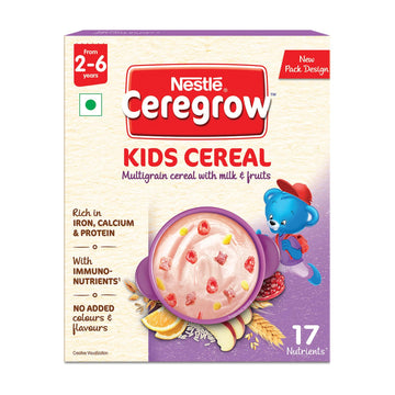 Nestle Ceregrow Kids (2-6 yrs) Cereal-Multigrain, Milk & Fruits, Rich in Iron, Calcium & Protein