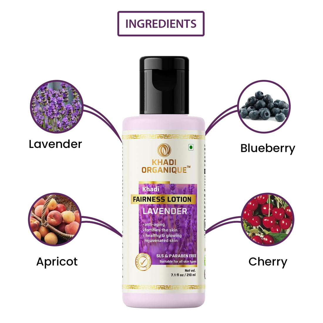 Khadi Organique Lavender Fairness Lotion - (SLS & Paraben Free)