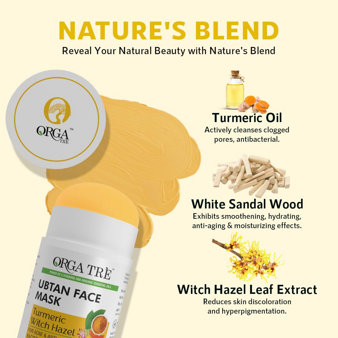 Orgatre Ubtan Face Mask Stick For Men & Women For Sun Tan, Natural Glow With Natural Haldi