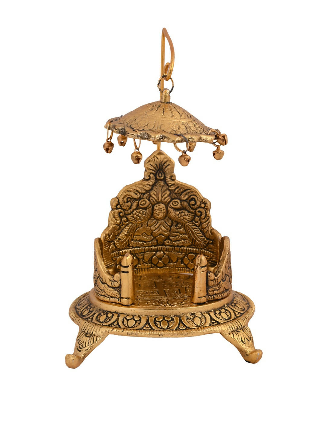 CraftVatika Gold-Plated Ladoo Gopal Singhasan/Pooja Chowki Showpiece