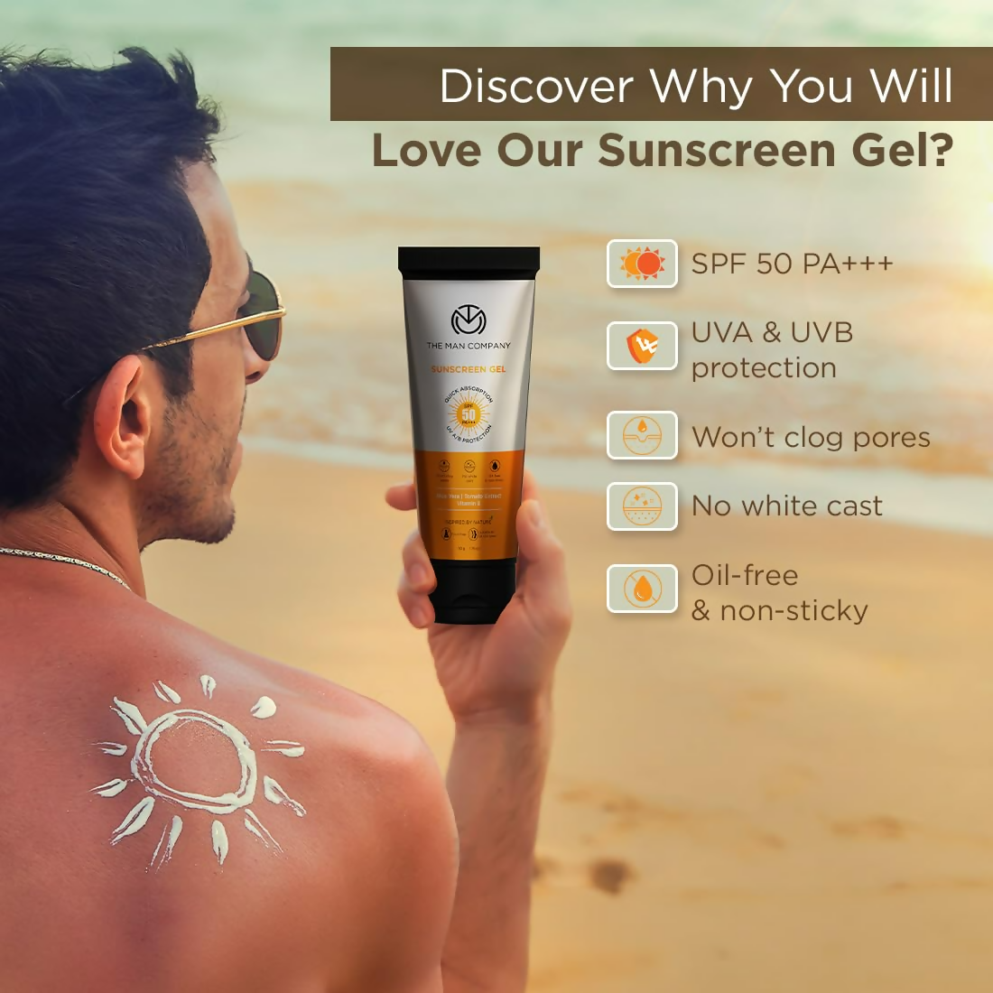 Sunscreen Robi Co The Man Company Oil-Free Sunscreen Gel SPF 50 PA+++ For Men – atirucart