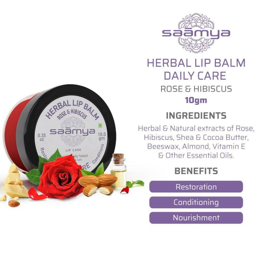 Saamya Daily Care Herbal Lip Balm - Rose & Hibiscus