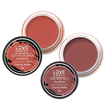 Love Earth Lip Tint & Cheek Tint Multipot Combo (Coral & Mauvish Pink)