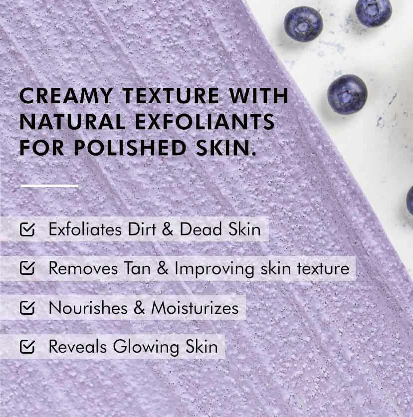 mCaffeine Blueberry Breeze Body Scrub, Exfoliates, Removes Tan, Fruity Blueberry Aroma