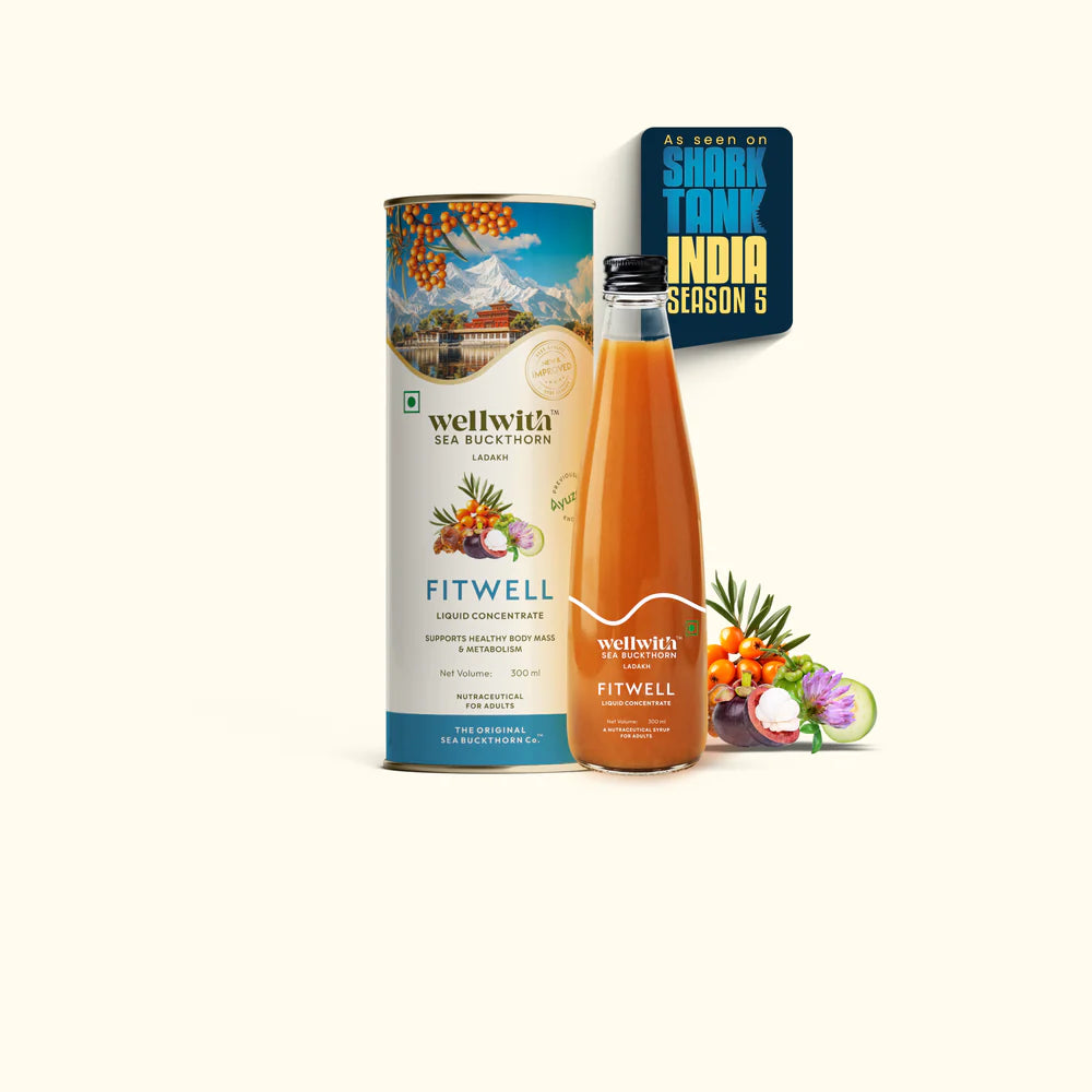 WellWith Himalayan Sea Buckthorn FItWell- Natural Vitamin C, Omega 3 6 7 9, Antioxidants | Immunity, Skin Glow & Gut Health Support