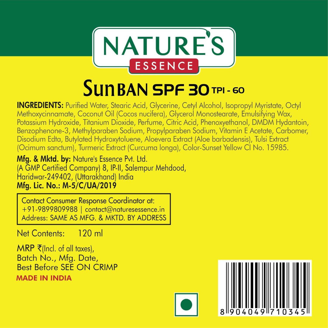 Nature鈥檚 Essence SunBan SPF 30 Sunscreen Lotion