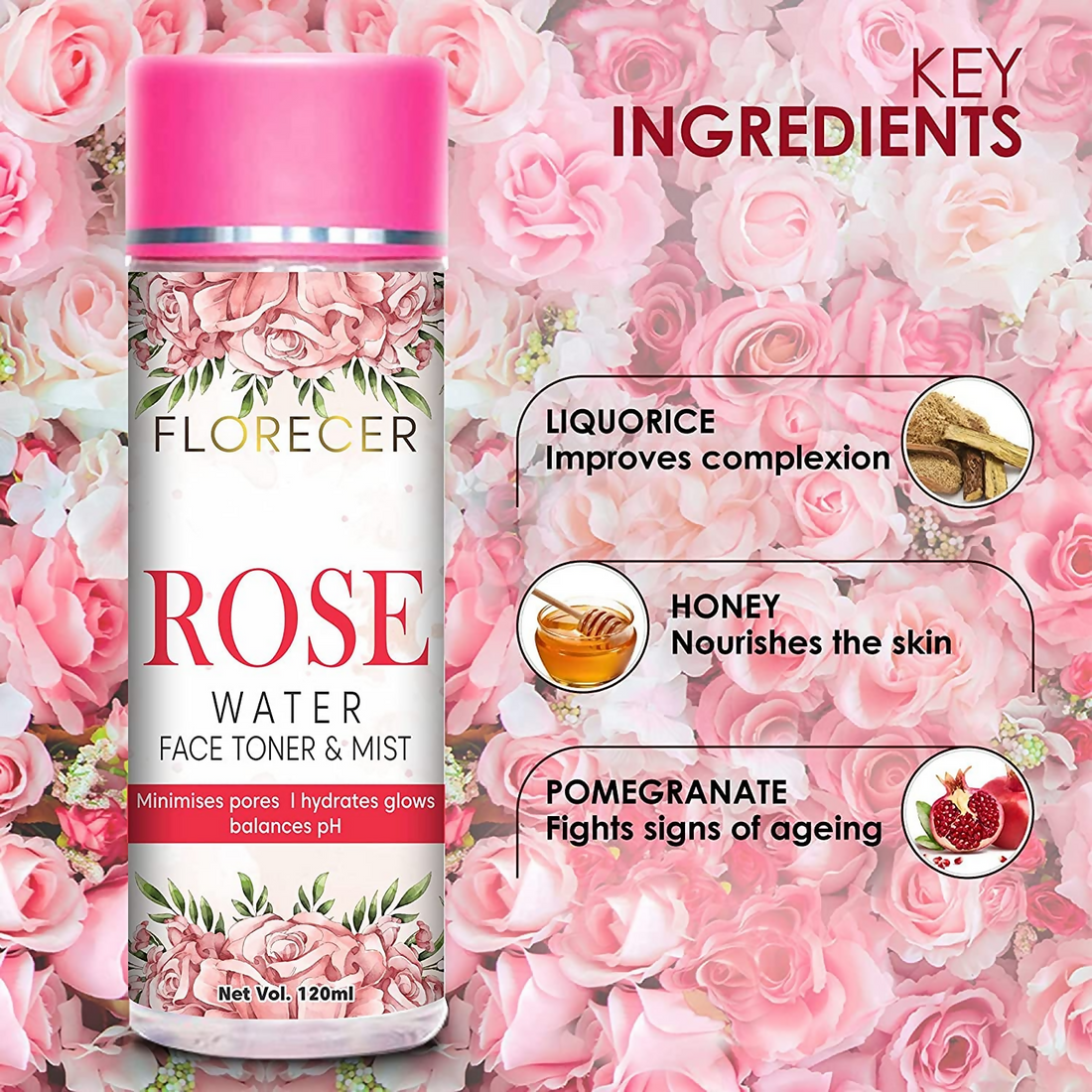Florecer Rose Water Face Toner & Mist