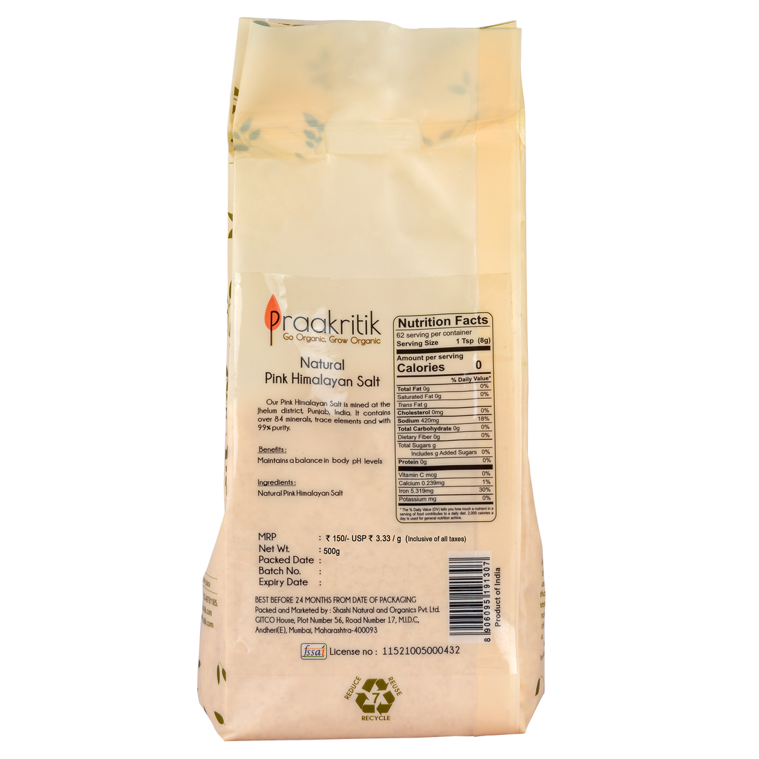 Praakritik Natural Himalayan Pink Salt