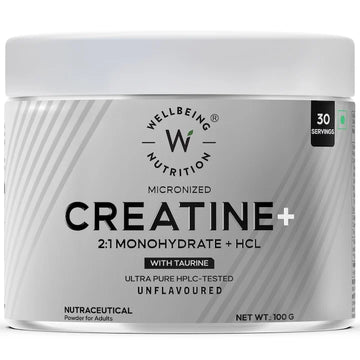 Wellbeing Nutrition Creatine Monohydrate + HCL | 300mg Taurine | Unflavoured