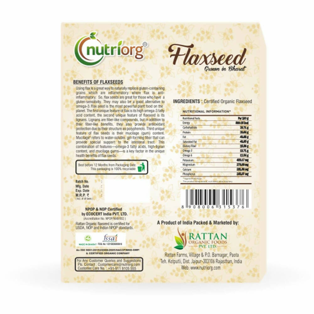 Nutriorg Organic Raw Flaxseeds