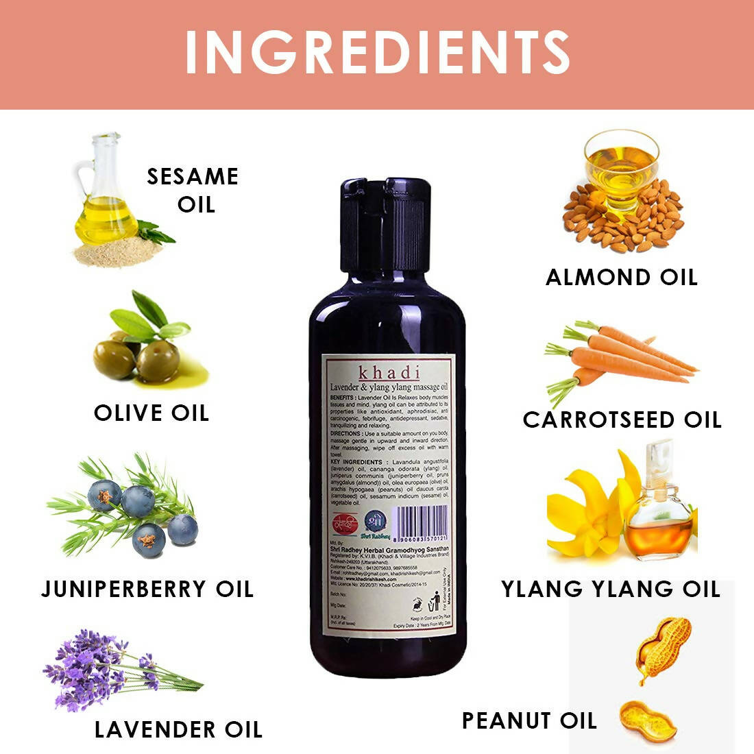 Khadi Rishikesh Herbal Lavender & Ylang Ylang Massage Oil For Full Body