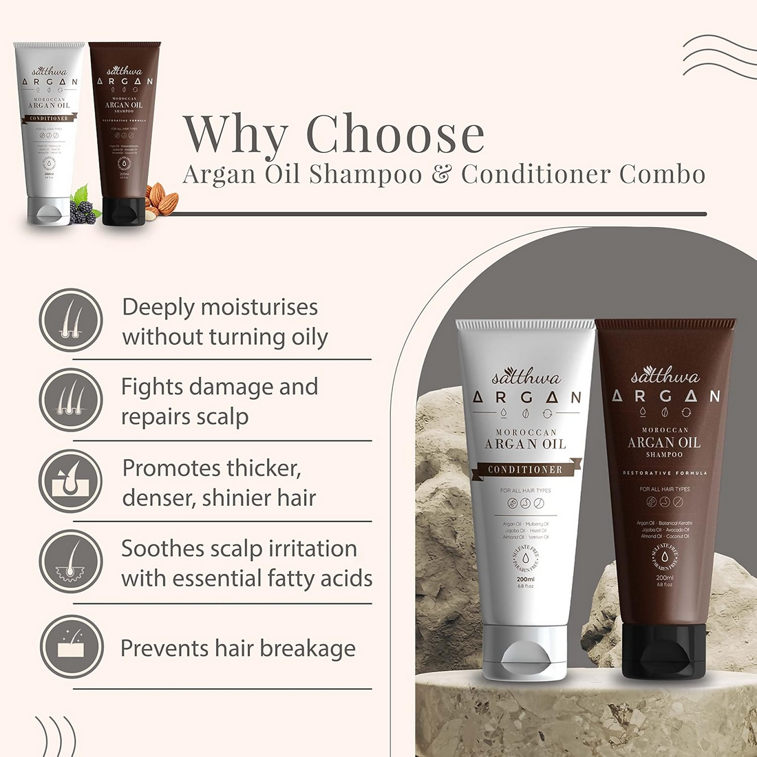 Satthwa Moroccan Argan Oil Shampoo & Conditioner Combo