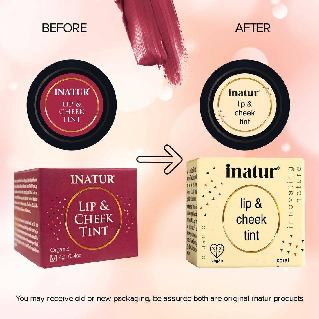 Inatur Lip and Cheek Tint Coral