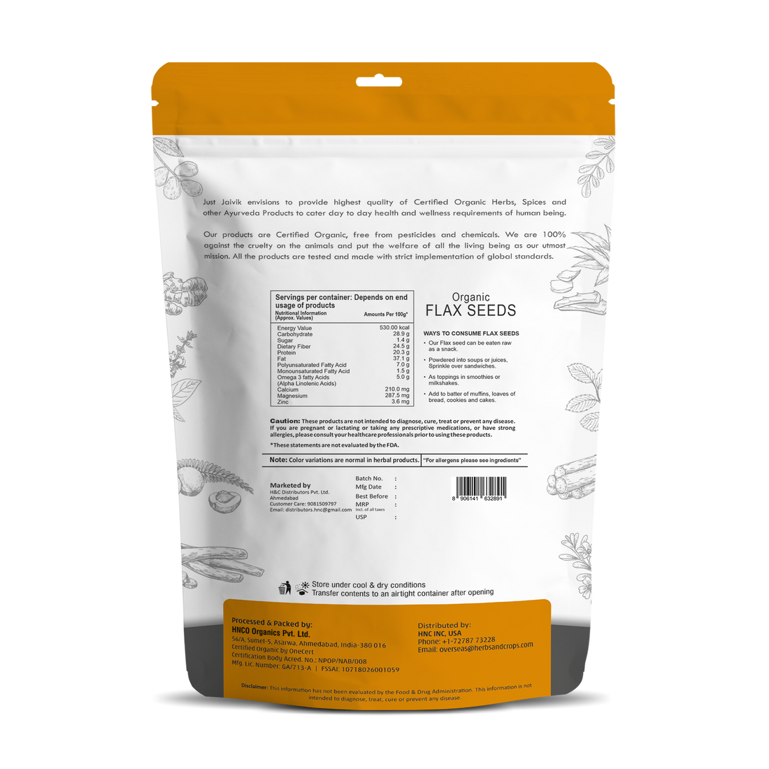 Just Jaivik Organic Flax Seeds