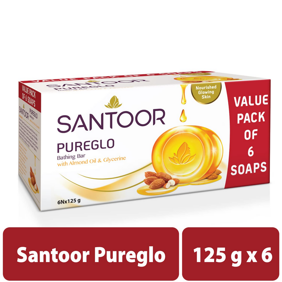 Santoor PureGlo Glycerine Soap with Almond Oil And Glycerine